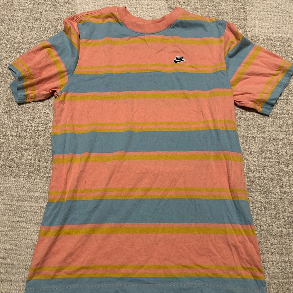 Nike Striped T-Shirt in Pink and Blue